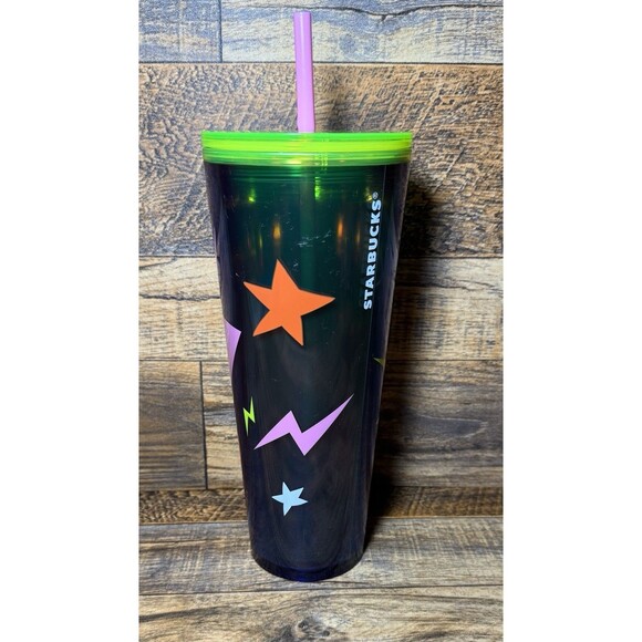 2022 Starbucks Green Stay Weird Eyeball Tumbler Venti Cold Cup With Straw - Picture 4 of 10